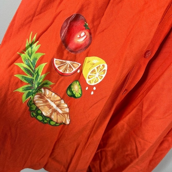 Vintage Jeffrey & Dara Fruit Button Front Midi Dress 10 - Picture 2 of 7